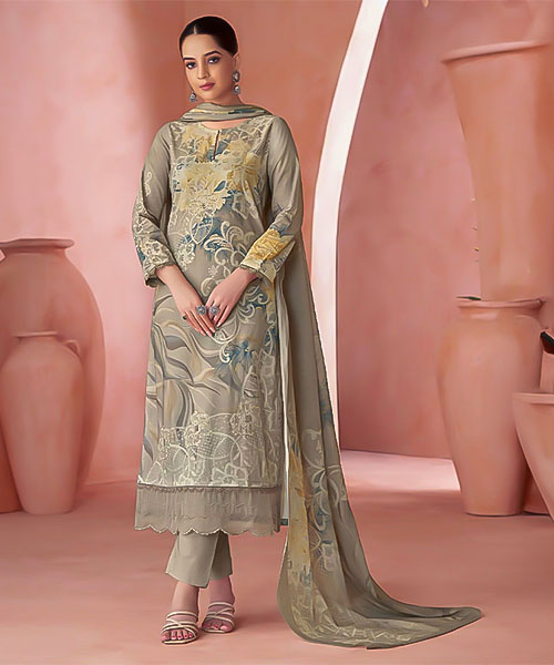 Brown Cotton Lawn Party Wear Salwar Kameez in delhi