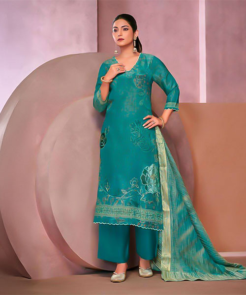 Green  Simmer Tissue Crush Designer Salwar Kameez in australia