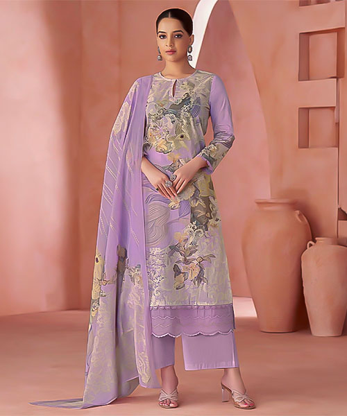 Purple Cotton Lawn Party Wear Salwar Kameez in delhi