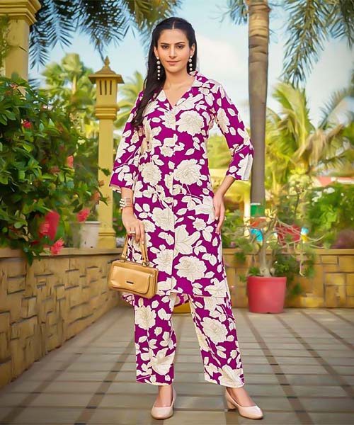 Magenta  Rayon Casual Wear Kurti