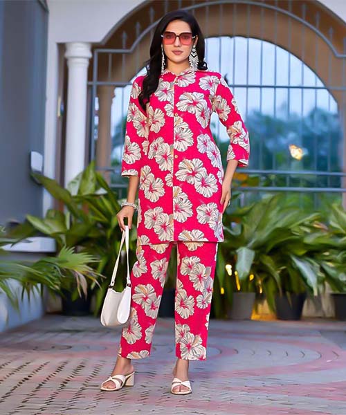 Magenta  Cotton Flex Printed Kurti