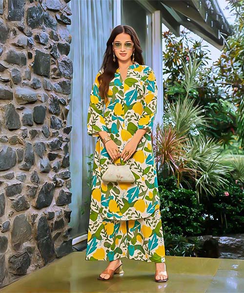 Green  Cotton Flex Printed Kurti
