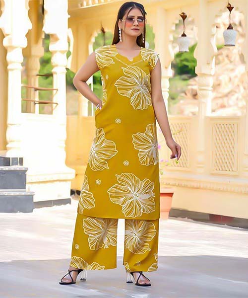 Yellow Rayon Print Printed Kurti in san francisco