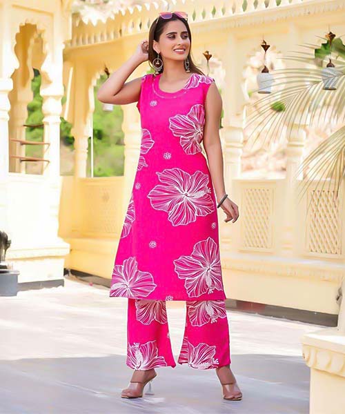 Pink  Rayon Print Printed Kurti in northampton
