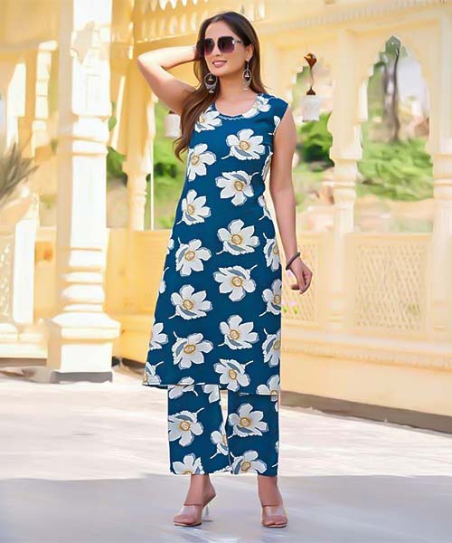Blue Rayon Print Printed Kurti in san francisco