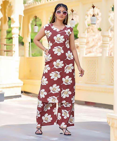 Brown Rayon Print Printed Kurti in northampton