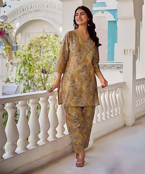 Brown Cotton Casual Wear Kurti