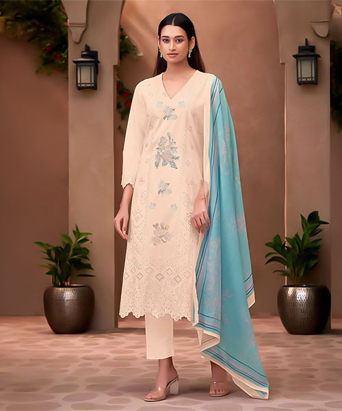 Salmon  Cotton Lawn  Party Wear Salwar Kameez