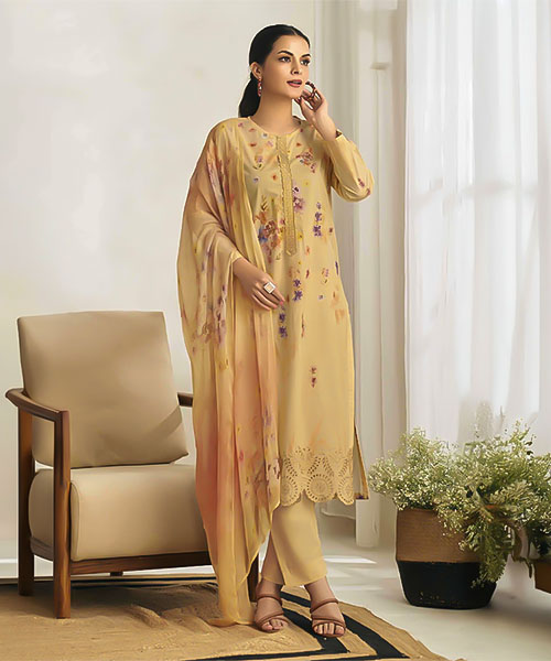 Yellow  Cotton Lawn Casual Wear Salwar Kameez in switzerland