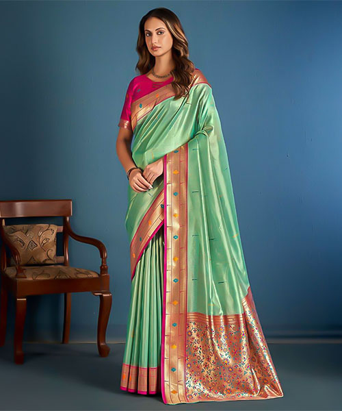 Green  Tissue Casual Wear Saree in fresno