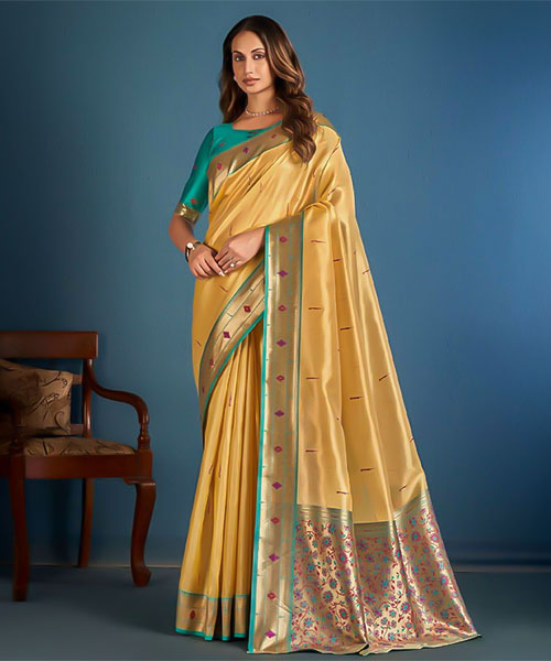 Yellow Tissue Casual Wear Saree in fresno