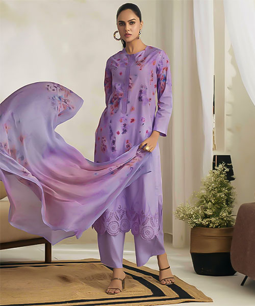 Purple Cotton Lawn Casual Wear Salwar Kameez in switzerland