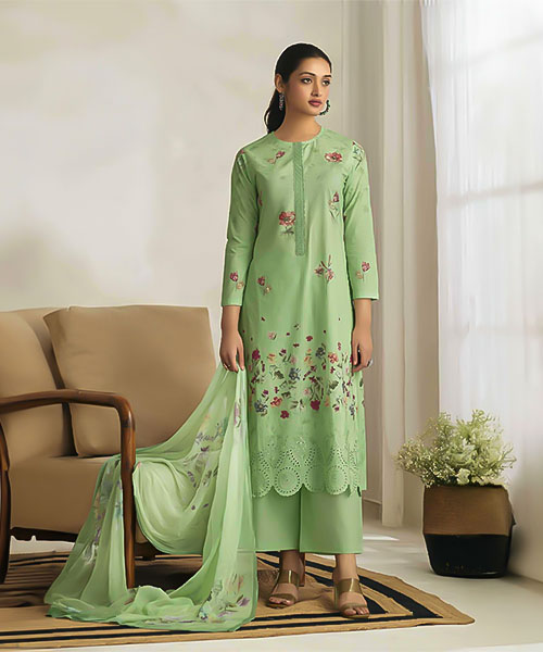 Green  Cotton Lawn Casual Wear Salwar Kameez