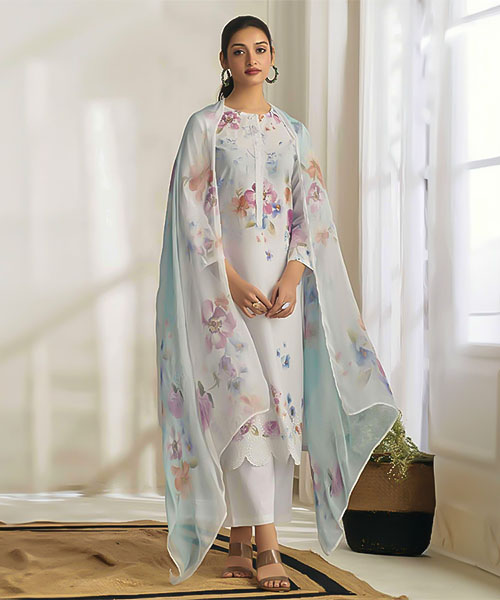 White  Cotton Lawn Casual Wear Salwar Kameez in croatia