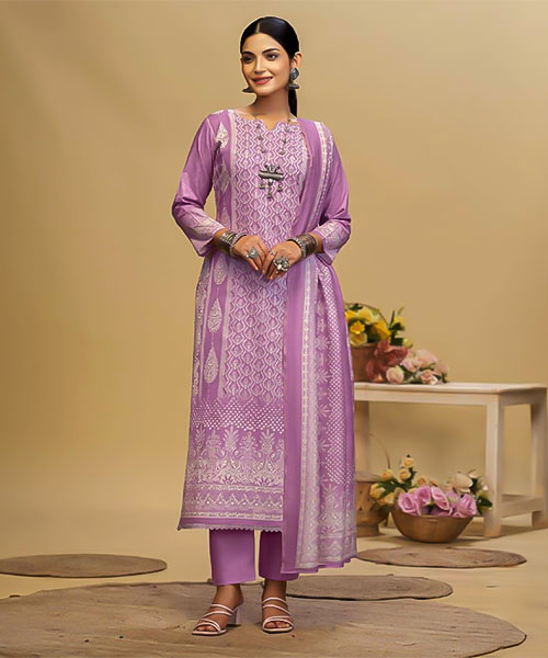 Purple Cambric Casual Wear Salwar Kameez