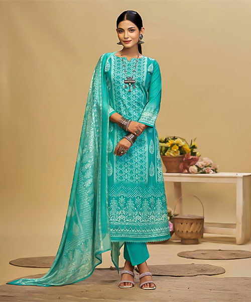 Cyan Cambric Casual Wear Salwar Kameez in switzerland