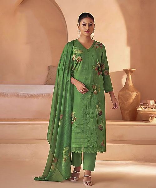 Green  Cotton Casual Wear Salwar Kameez