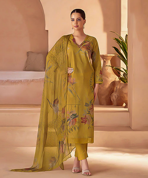 Yellow Cotton Casual Wear Salwar Kameez