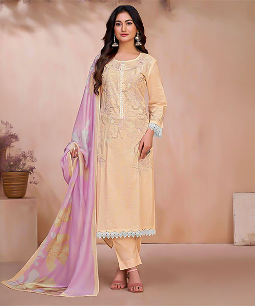 Yellow Cotton Linen Party Wear Salwar Kameez in virginia beach