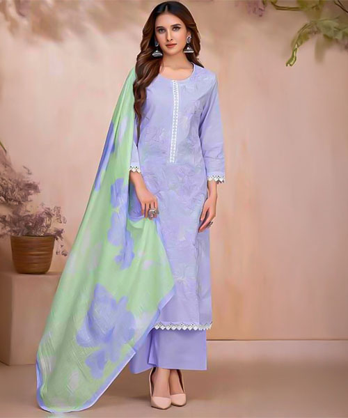 Purple Cotton Linen Party Wear Salwar Kameez in virginia beach