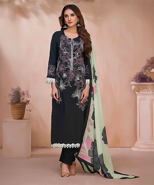 Black  Cotton Linen Party Wear Salwar Kameez in virginia beach