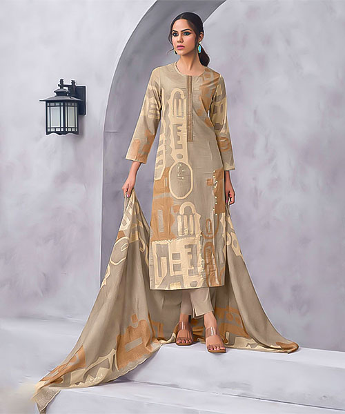 Grey Cotton Lawn Casual Wear Salwar Kameez