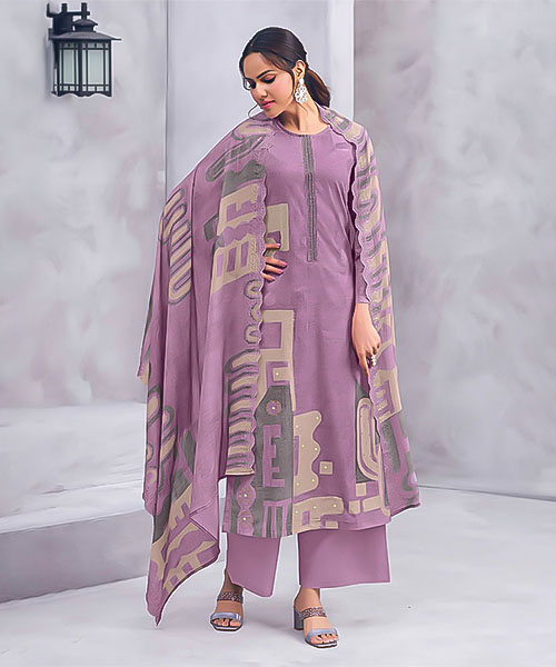 Purple Cotton Lawn Casual Wear Salwar Kameez