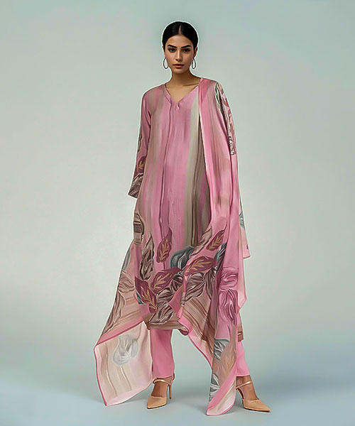 Pink Lawn Cotton Casual Wear Salwar Kameez