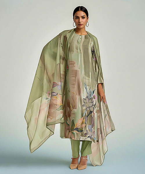 Green Lawn Cotton Casual Wear Salwar Kameez