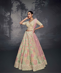 Light pink Net Designer Lehenga