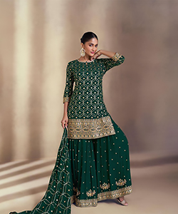 Green Georgette Designer Suit