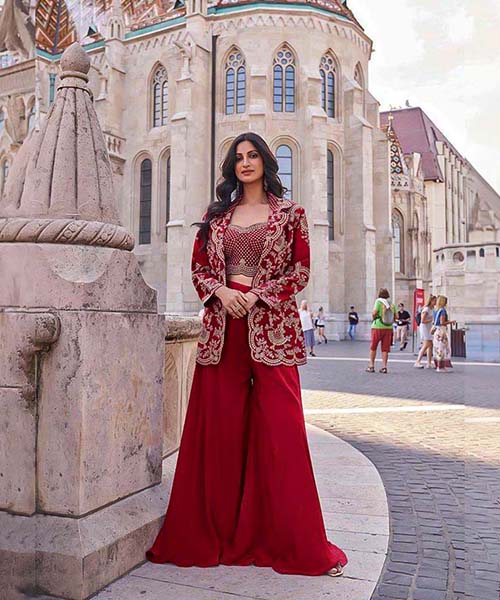 Red Premium Silk Designer Salwar Kameez