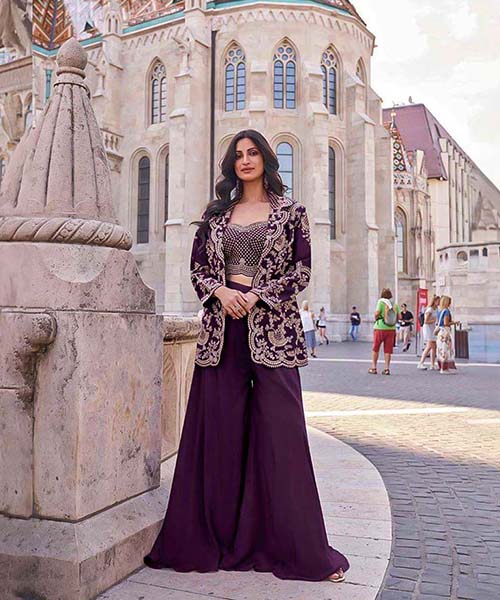 Violet Premium Silk Designer Salwar Kameez