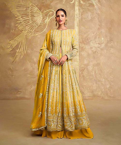 Yellow Georgette Designer Salwar Kameez