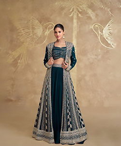 Blue Silk Partywear Lehenga