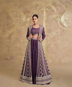 Purple Silk Partywear Lehenga