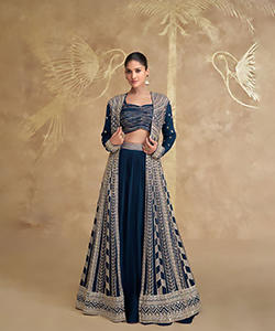 Blue Silk Partywear Lehenga