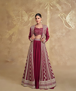 Red Silk Partywear Lehenga