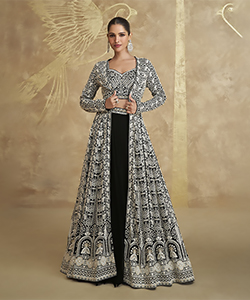 Black Gerogette Partywear Lehenga