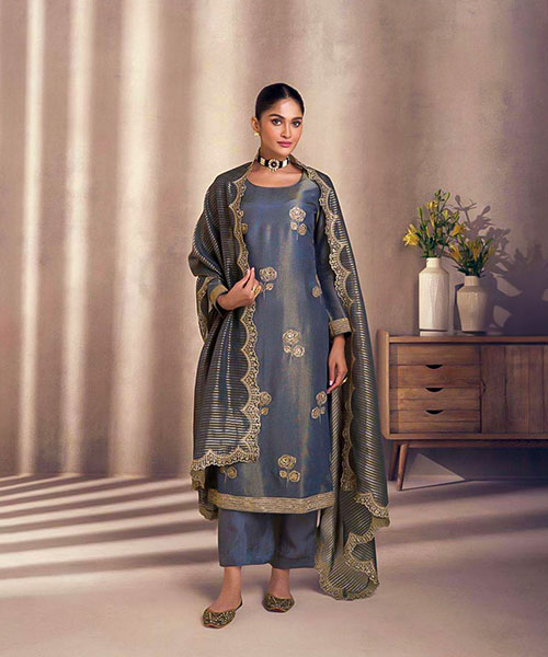 Blue Simar Silk Party Wear Salwar Kameez