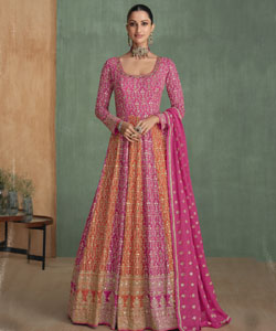 Heavy look embroidered gown with dupatta