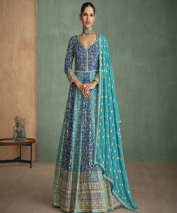 Heavy look embroidered gown with dupatta