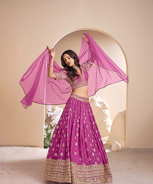 Pink  Viscose Jacquard  Designer Salwar Kameez