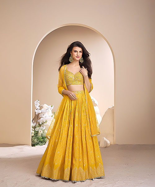 Yellow Viscose Jacquard  Designer Salwar Kameez