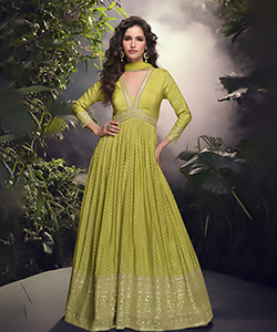 Green Silk Designer Gown