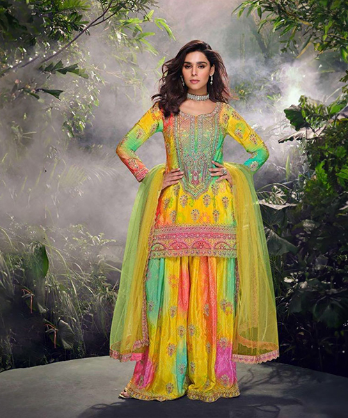 Yellow Silk Designer Suit