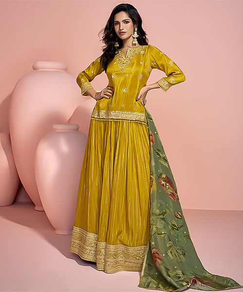 Yellow Viscose Jacquard Designer Salwar Kameez in delhi