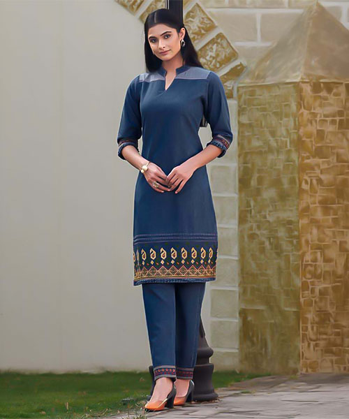 Blue  Cotton Denim Casual Wear Kurti in canterbury
