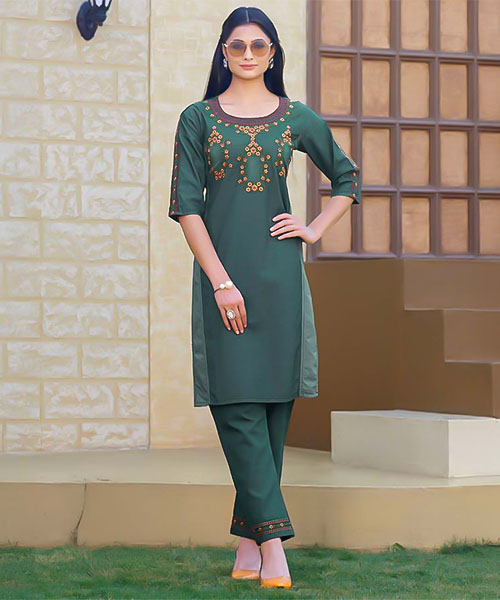 Green  Cotton Denim Casual Wear Kurti in canterbury