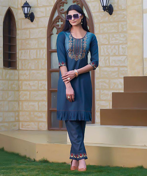 Blue Cotton Denim Casual Wear Kurti in canterbury